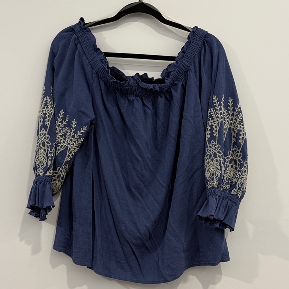 INC International Concepts Tops - INC Blue off-the-shoulder blouse, Woman’s XL